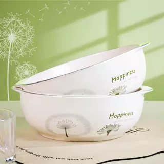 蒲公英家用10英寸双耳汤锅创意清新釉下彩陶瓷大号碗菜碗汤盆大容