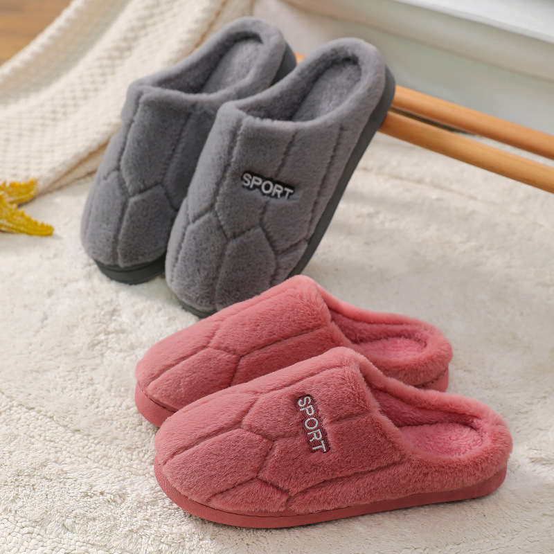 Factory wholesale autumn indoor home couple's woolen slippers warm shoes confinement non-slip fleece-lined men's cotton slippers women