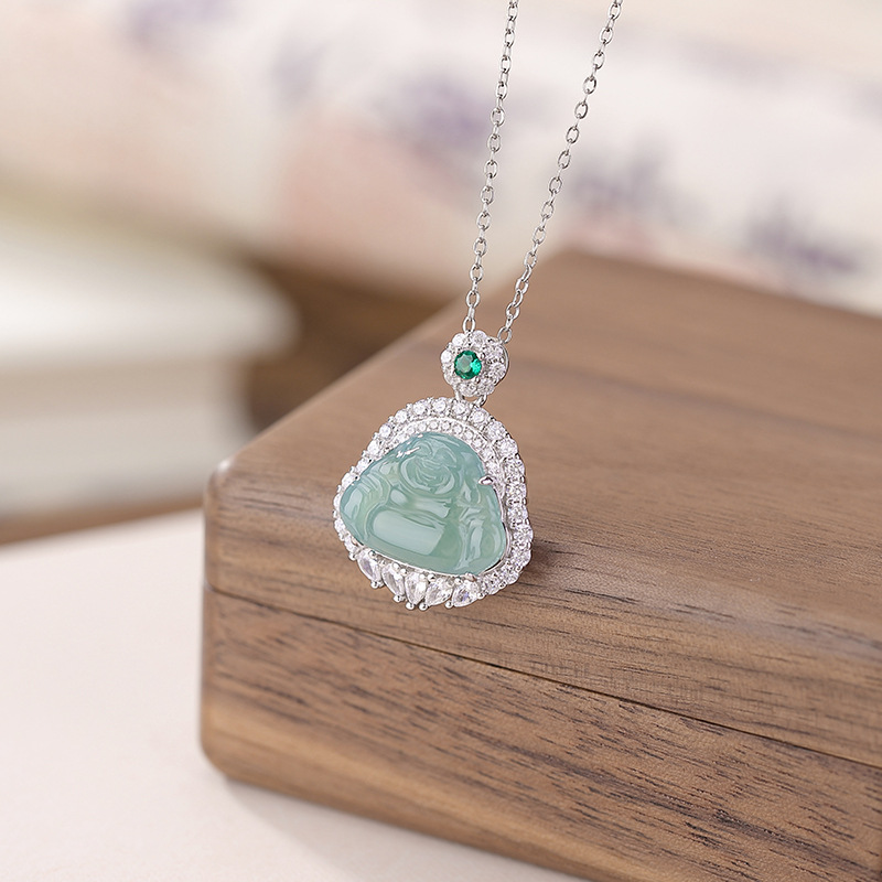 Mặt dây chuyền bạc S925 hình Phật Di Lặc phong cách cổ điển Trung Hoa — Mặt dây chuyền đơn (không có dây chuyền)