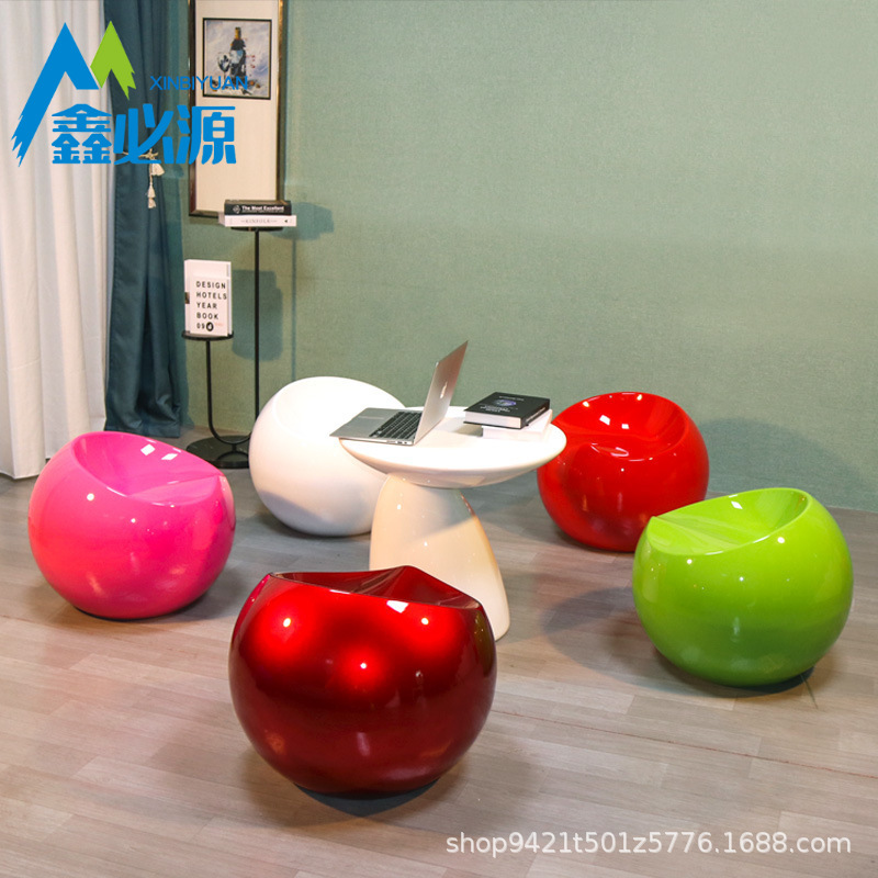 玻璃钢苹果圆凳客厅卡通桌椅组合小矮凳独换鞋凳创意座椅网红椅子