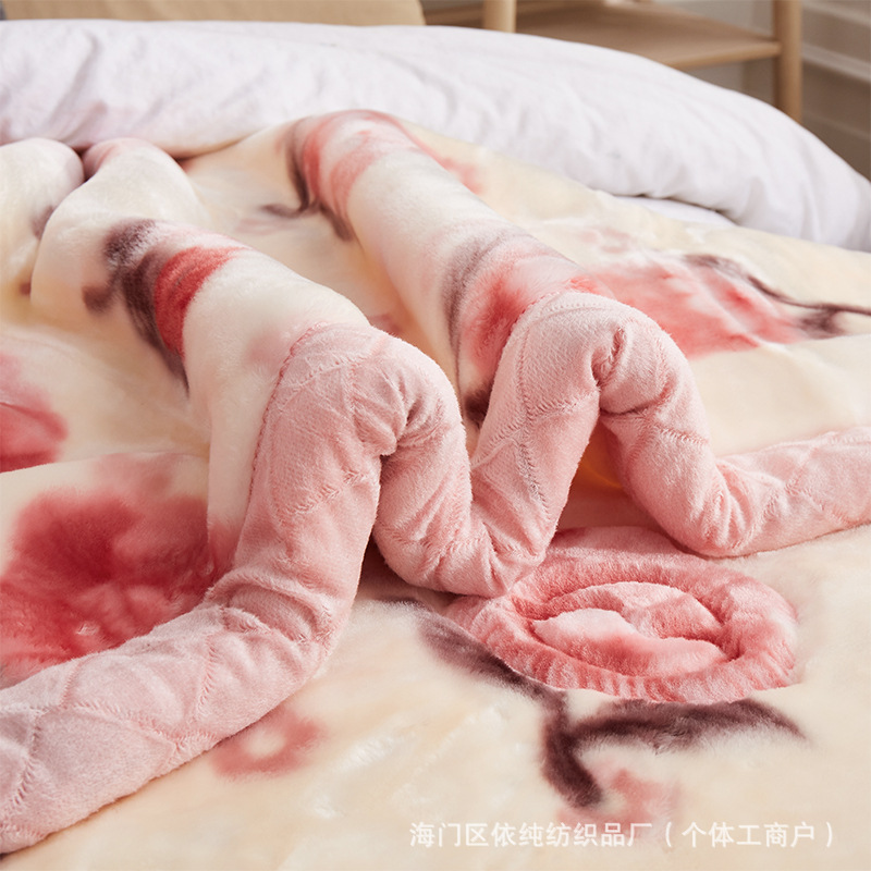 HENGYUAN XIANG 겨울 새로운 RASCHEL 담요 더블 레이어 두꺼운 담요 양면 따뜻한 우유 담요 결혼식