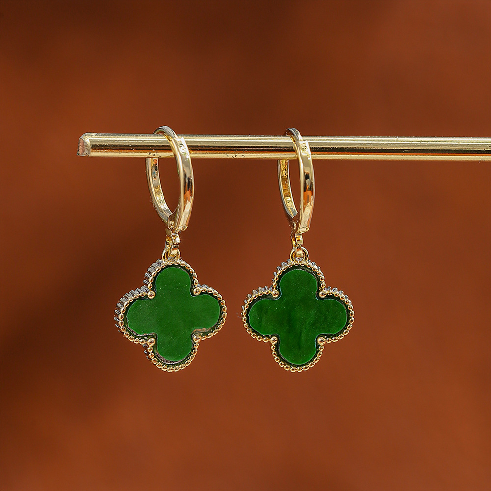 Classic green fresh fashionable sophisticated elegant earrings