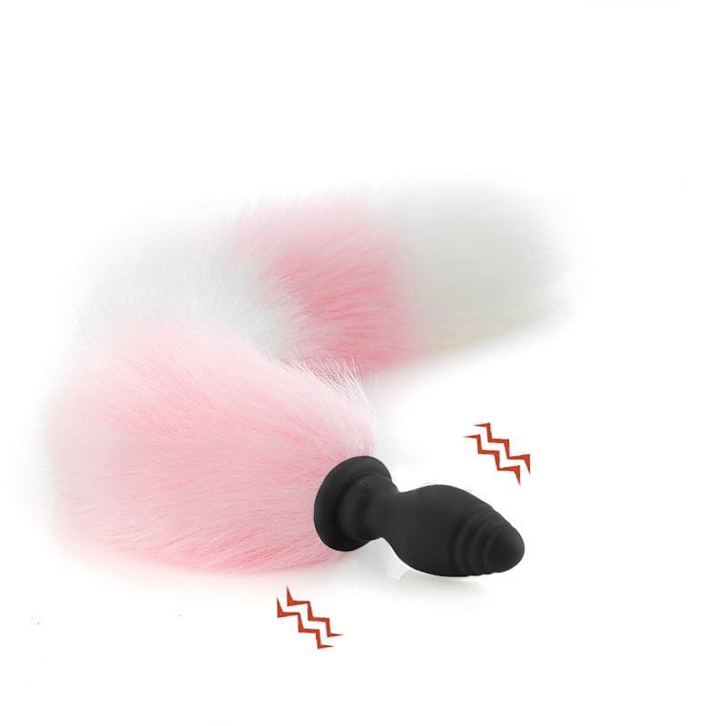 Sexy reemplazable Fox cola de silicona vibración anal plug back corte masturbación SM suministros para adultos entrega al por mayor