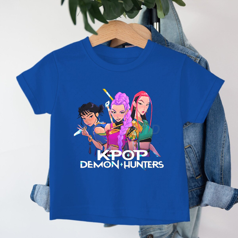 クロスボーダー KPop デーモンハンターデーモンハンターグループプリントコットン Tシャツ夏のファッション子供カジュアル半袖|undefined