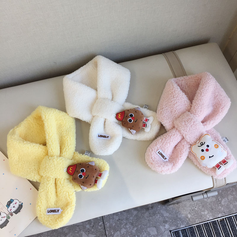 冬季毛茸茸围巾女学生可爱卡通保暖户外防风围脖儿童宝宝加厚脖套|undefined