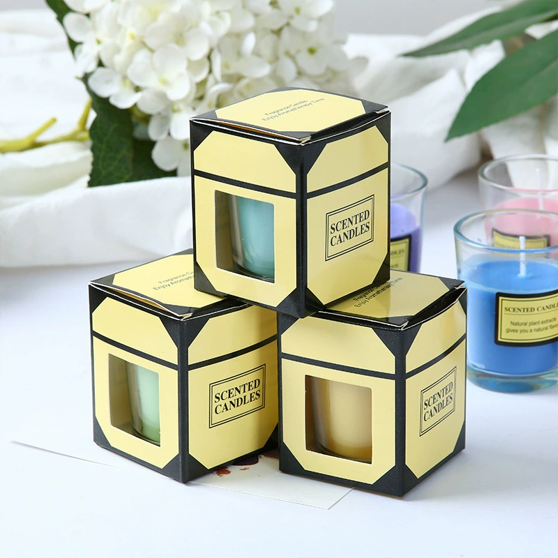 Gift box, aromatherapy, glass perfumed candle indoor