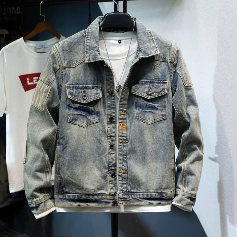 Высококачественный новый весенний и осенний ретро легкий экстравагантный бренд мужская джинсовая куртка джинсовая куртка мужской жесткий китайский стиль