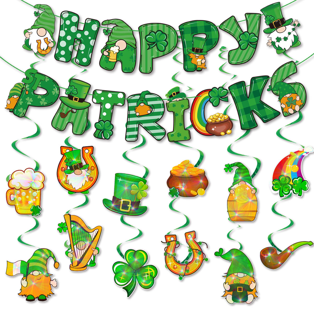 St. Patrick Cartoon Style Color Block Paper Festival Decorative Props display picture 5