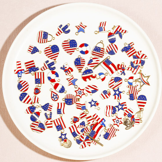 Factory direct diy jewelry foreign trade 50 Independence Day American flag series alloy accessories necklace bracelet