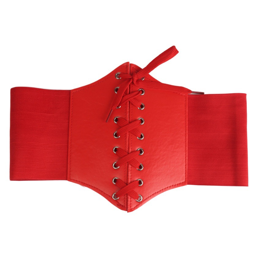 Cinturón ancho elástico decorativo de las mujeres en stock Fabricante de la cintura de la Corte Coreana de la moda súper ancha de las mujeres con cordones de la cintura plástica