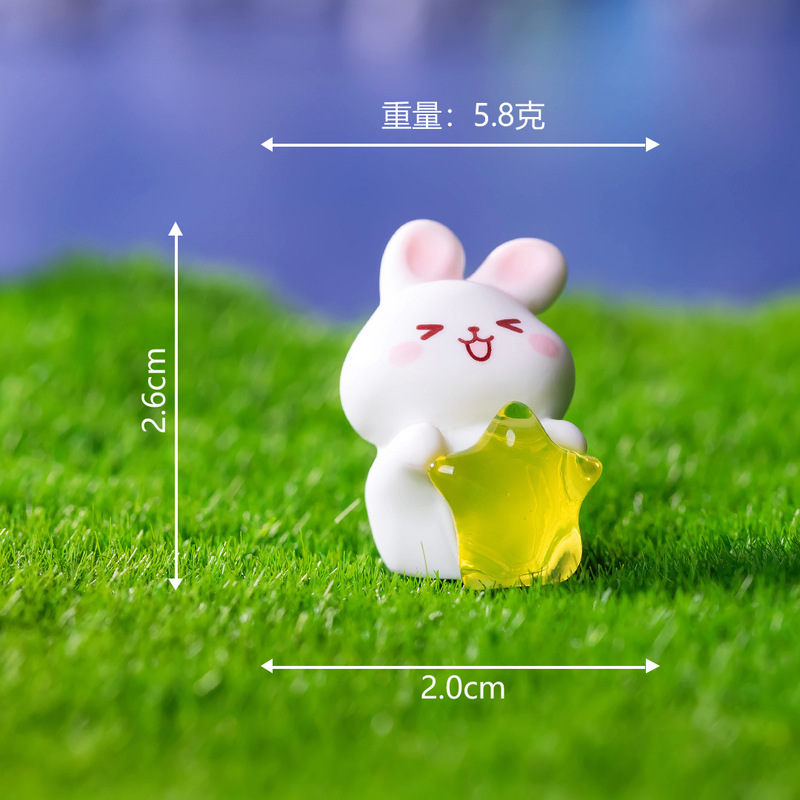 创意可爱太空星月小兔公仔萌粒 diy装饰品挂配件微景观桌面小摆件|undefined