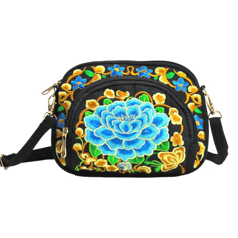 Nueva bolsa de bordado étnico de Yunnan bolsa de lona bordada de doble cara monedero bolso de teléfono móvil mini bolsa de crossbody de las mujeres