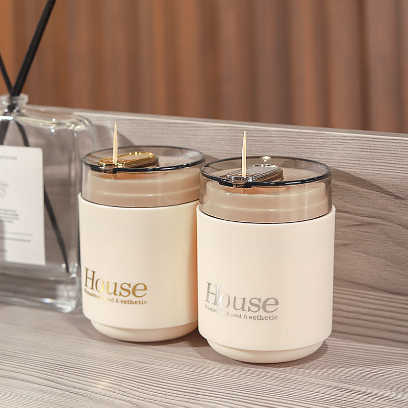 Automatic pop-up toothpick box household high-end personalized creative commercial push-type toothpick storage tank light luxury toothpick holder