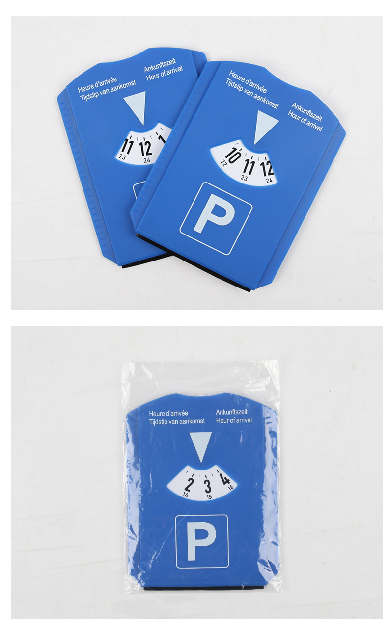 Temporary Parking Sign, Multifunctional Car Snow Removal Scraper, Car Tire Tread Gauge, with Euro Coin Parking Timer