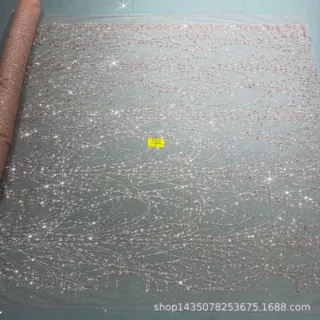 现货300#新款LC3125玫瑰金款花型10Y起订 婚纱礼服面料网纱洒金片
