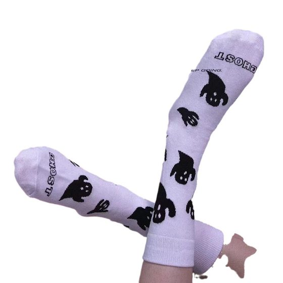 Cross-border ghost Halloween black and white socks instemu Amazon for simple Joker men and women socks
