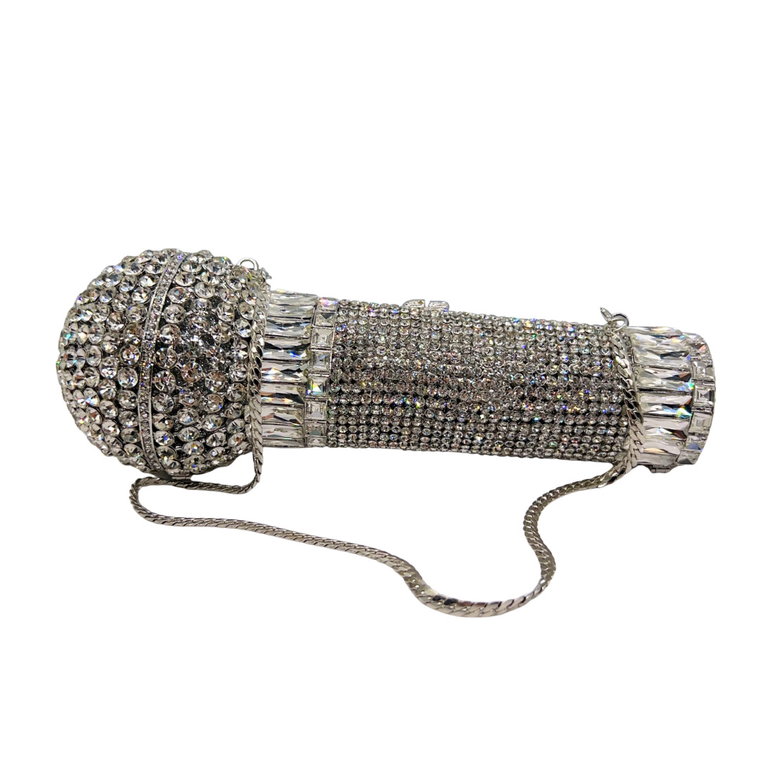 Clutch nữ đính đá dạ hội kiểu micro cầm tay — bạc, màu vàng, Vàng AB, màu nâu chi tiết 7