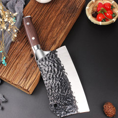鋼頭鍛打菜刀廚房家用砍骨刀切片刀黑色錘紋斬切刀切肉刀斬骨刀