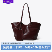 【3天拿样】头层牛皮托特包小众通勤真皮女包手提包大容量高级感
