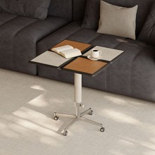 中古风小推车沙发边几客厅家用茶几可移动升降方形小餐桌马鞍皮