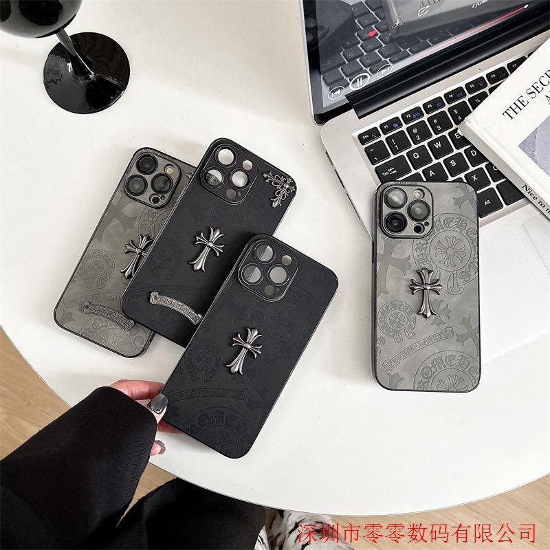 New Trendy Brand Crow Heart 17Promax Lens Film Mobile Phone Case 16 Suitable for Apple Iphone13 Leather Cross