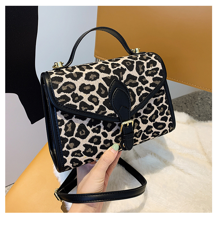 handbags 2021 new trendy fashion leopard print one shoulder messenger bag portable small square bagpicture7