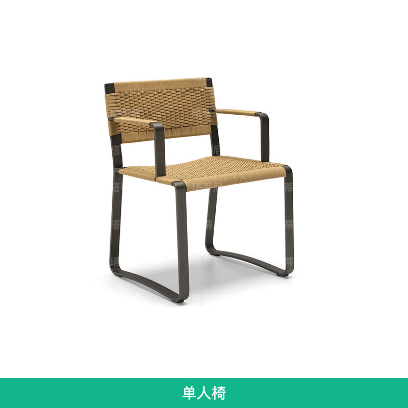 Conjunto de mesa y sillas de ratán para exteriores, mesa moderna y sencilla de aleación de aluminio, mesa larga impermeable para patio de hotel o villa, resistente a la intemperie image 7