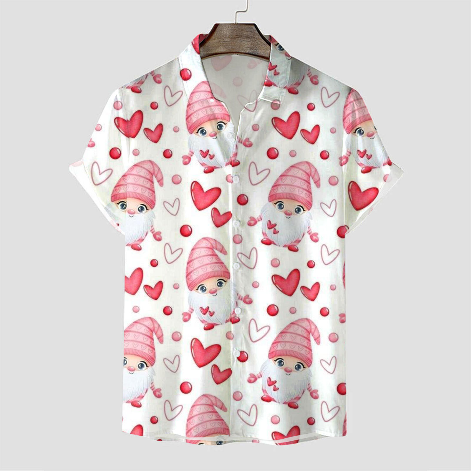 Camisa de manga corta para hombre transfronteriza de la estación Camisa estampada digital 3D de cuatro lados Camisa explosiva del día de San Valentín