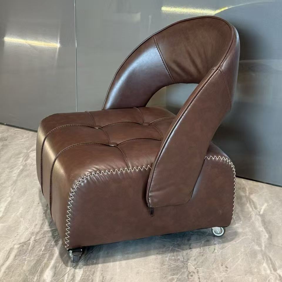 Taburete silencioso con poleas móviles, respaldo de taburete de sofá móvil, taburete doméstico, ruedas universales de cuero de taburete pequeño, taburete bajo en la Sala de estar image 12