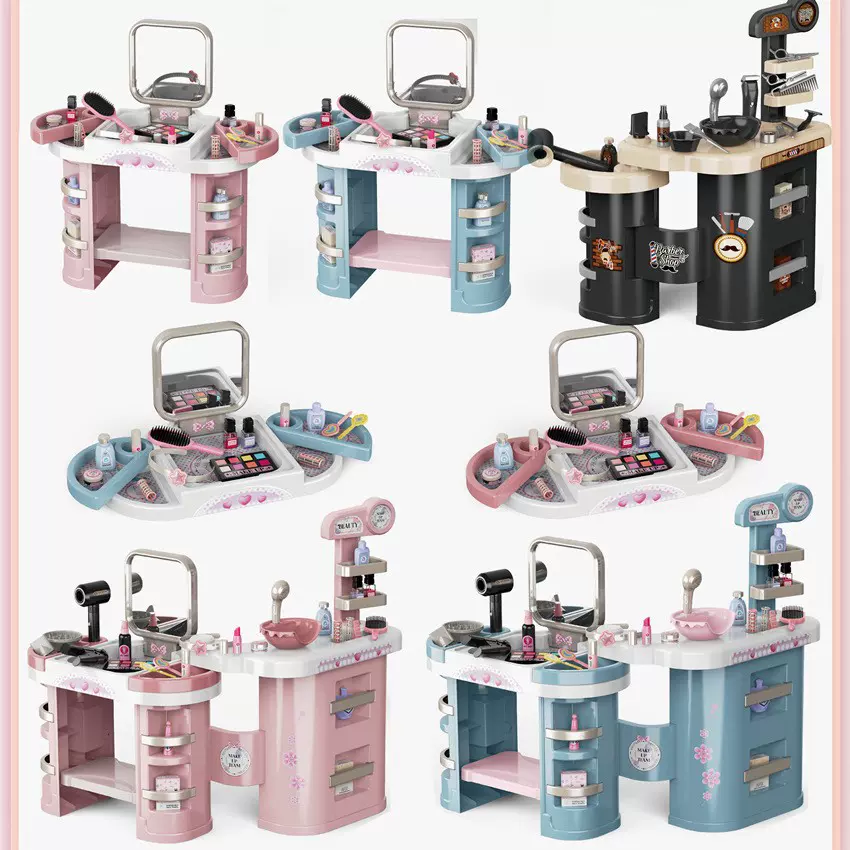 儿童仿真女孩饰品玩具美发直发吹风筒理发化妆台梳妆台过家家玩具