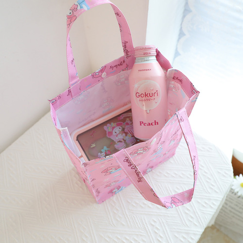 New cute Japanese waterproof cartoon portable lunch box bag bento bag doll pattern outing hand bag water bottle bag