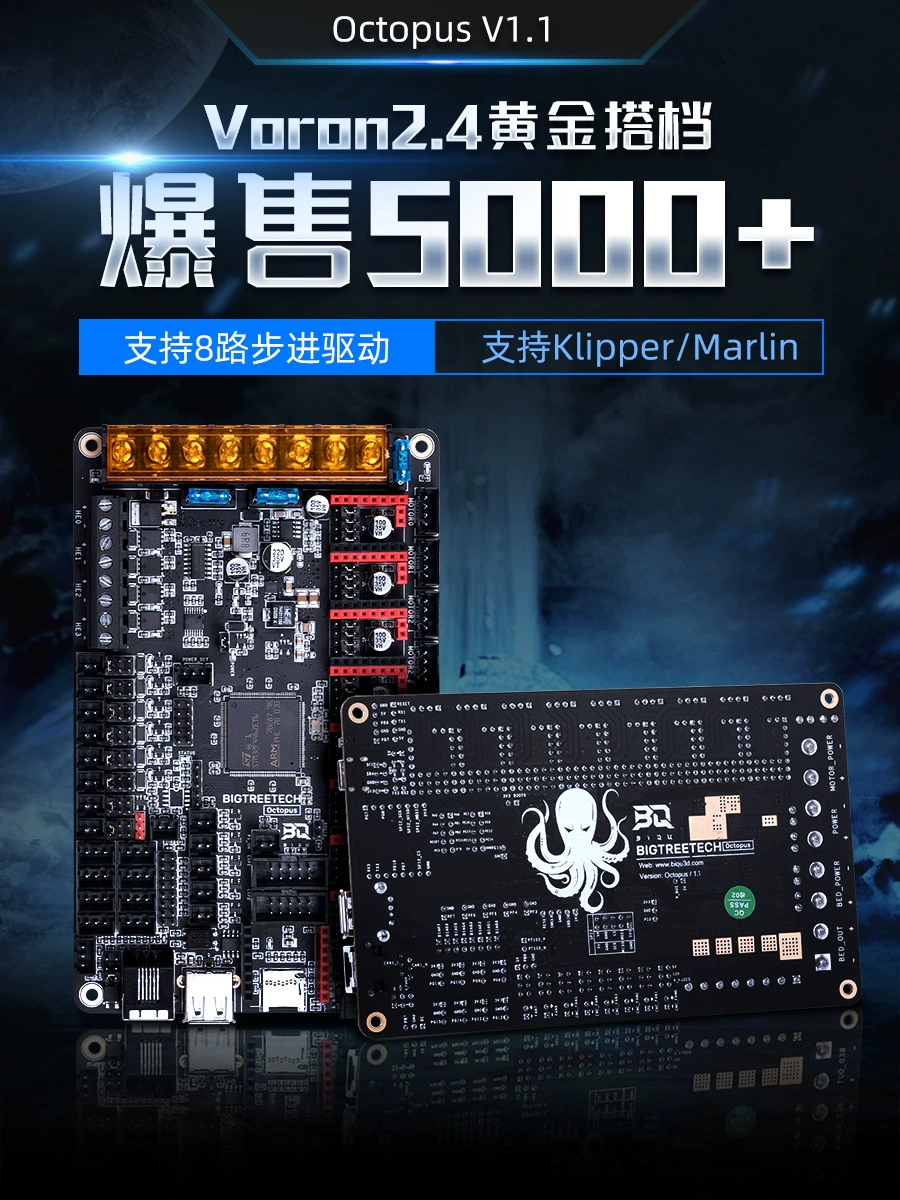 Плата BIGTREETECH OCTOPUS/Bingyu для 3D-принтера, поддержка восьми осей, адаптация для Voron 2.4