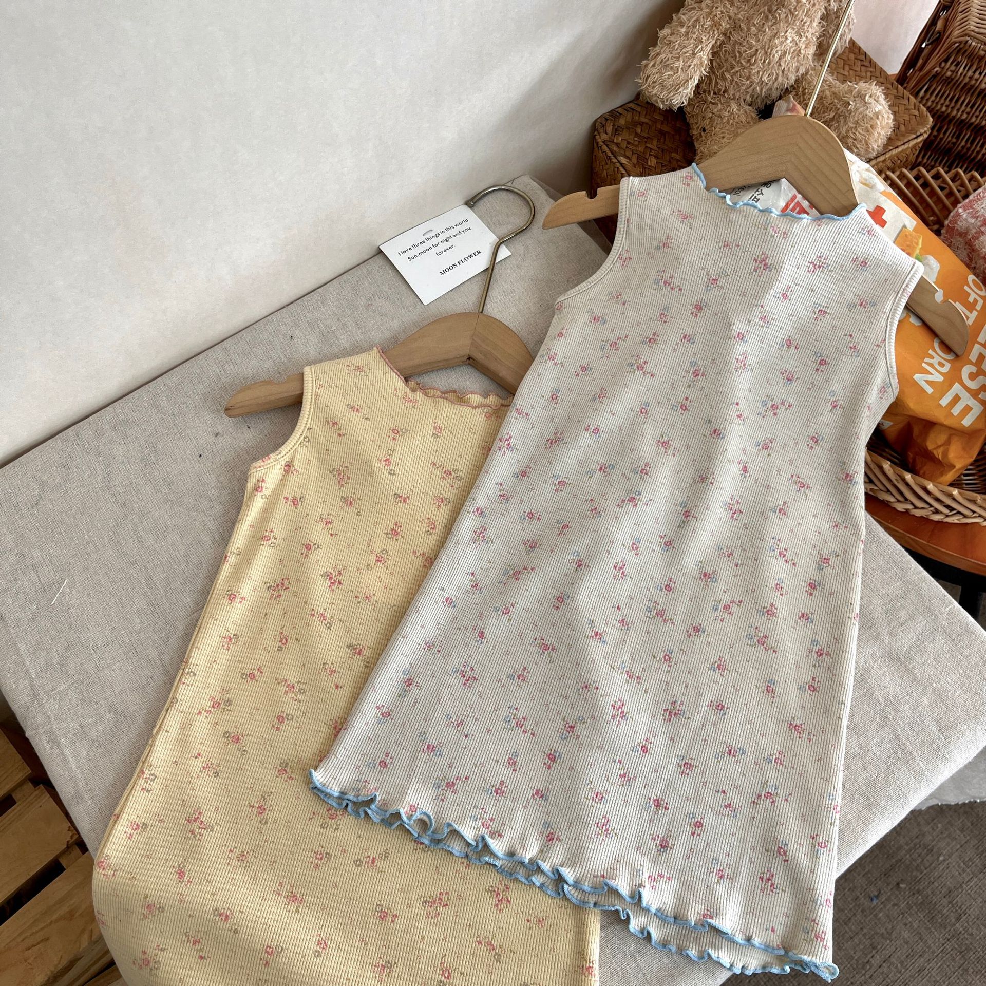 Clearance in Stock~2025 Summer Girls' Stylish and Comfortable Floral Tank Dress Versatile Everyday Ruffle Dress