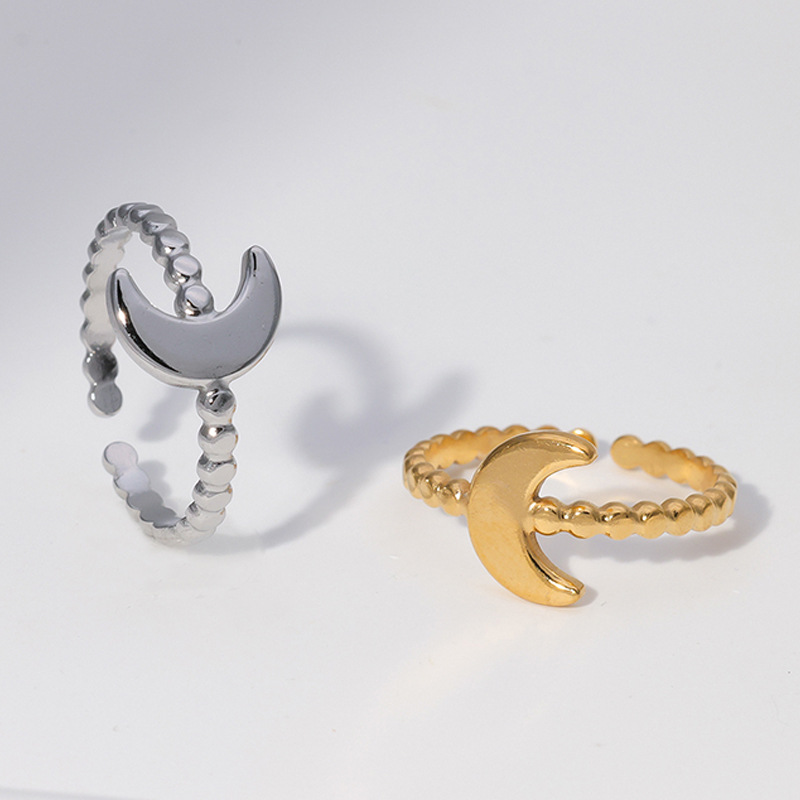 3g Weight Open Ring Classification Fashion Moon Titanium Steel Plating Open Ring 1 Piece