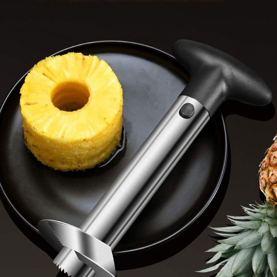 Cuchillo para piña, pelador y descorazonador de acero inoxidable, herramienta especial para cortar y extraer el corazón y la piel dura de la piña en casa.