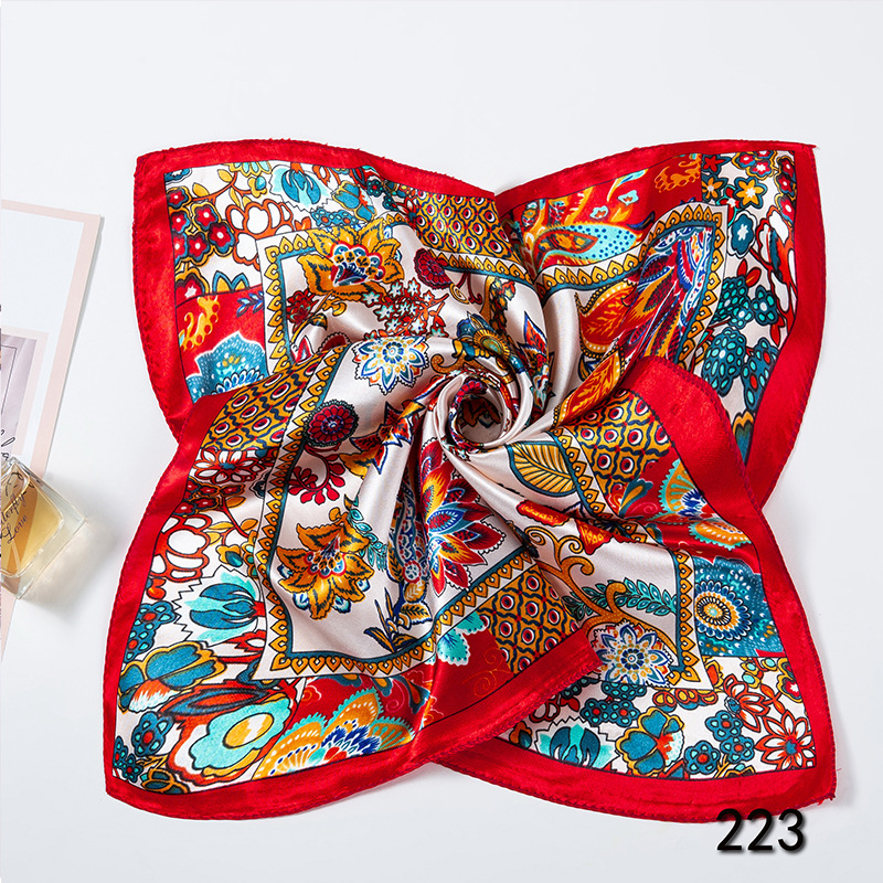 35g Weight Silk Scarf Classification Office, Daily Occasion Satin Cloth Material Star, Flower Pattern Spring&Summer Season Women's Gender Printing Design Elegant Style Women's Elegant Star Flower Satin Cloth Printing Silk Scarf 19