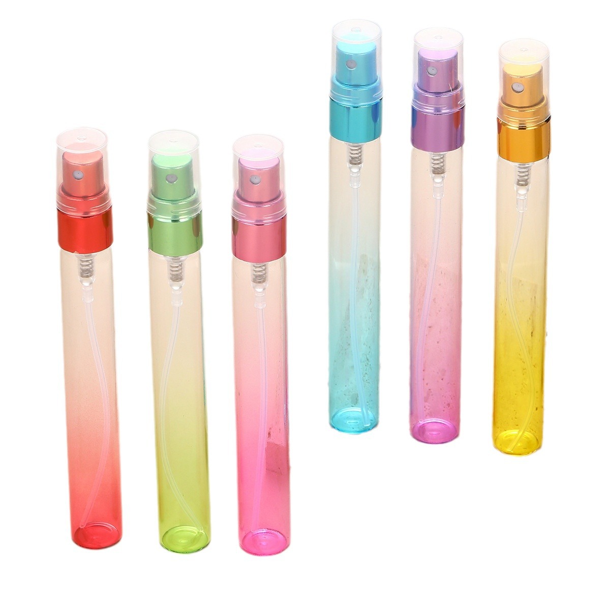 Botella de perfume de vidrio de 10ml cosmética sub-embalaje botella vacía tubo de pulverización portátil botella de perfume de muestra de color