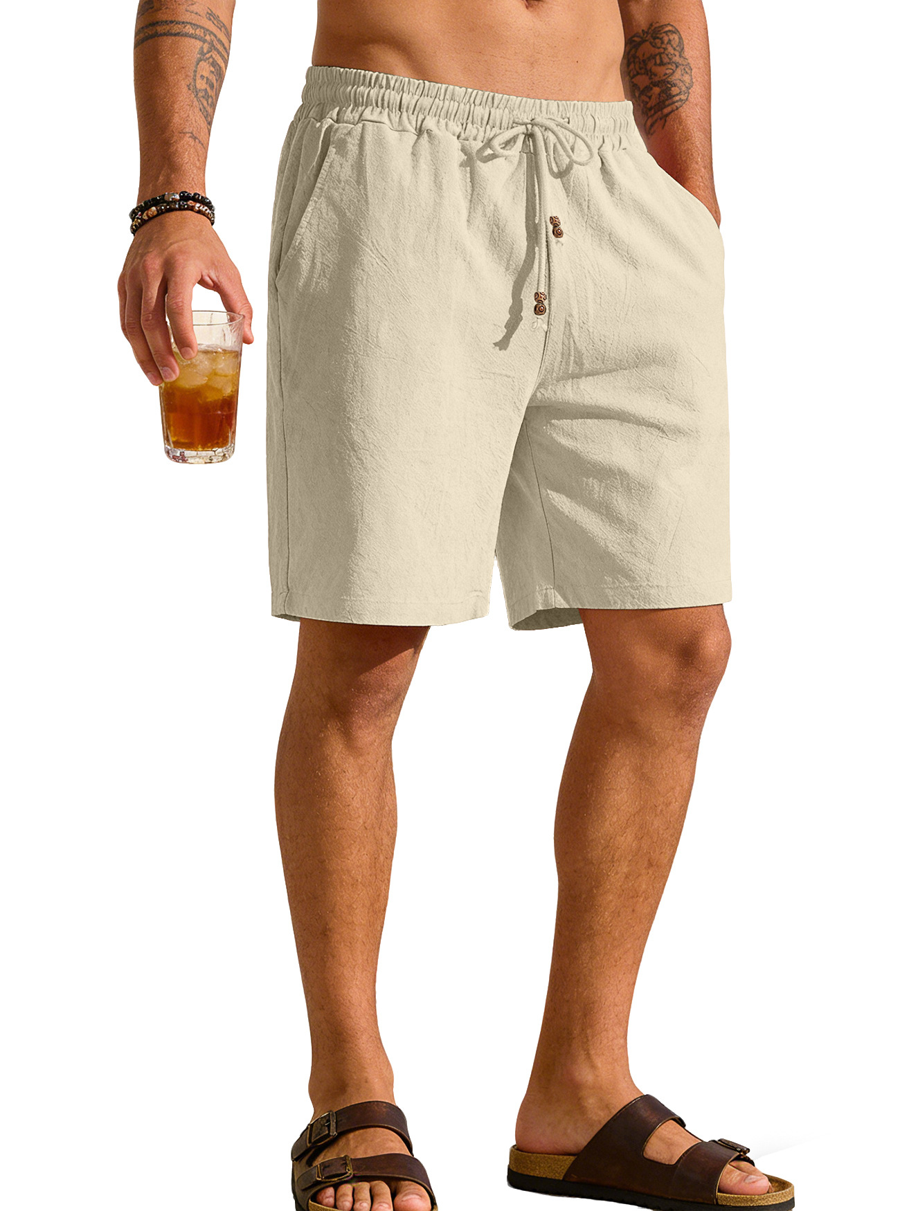 Transfronterizos de hombre Europa y América Amazon verano nuevo hombre algodón sólido ropa de playa pantalones cortos deportivos casuales sueltos