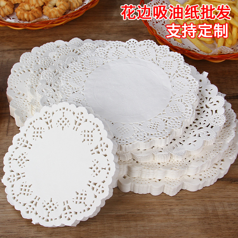 卸売り円形レース紙パッド盤紙油取り紙キッチン家庭用揚げ物焼き菓子ケーキ角楕円形花底紙|undefined