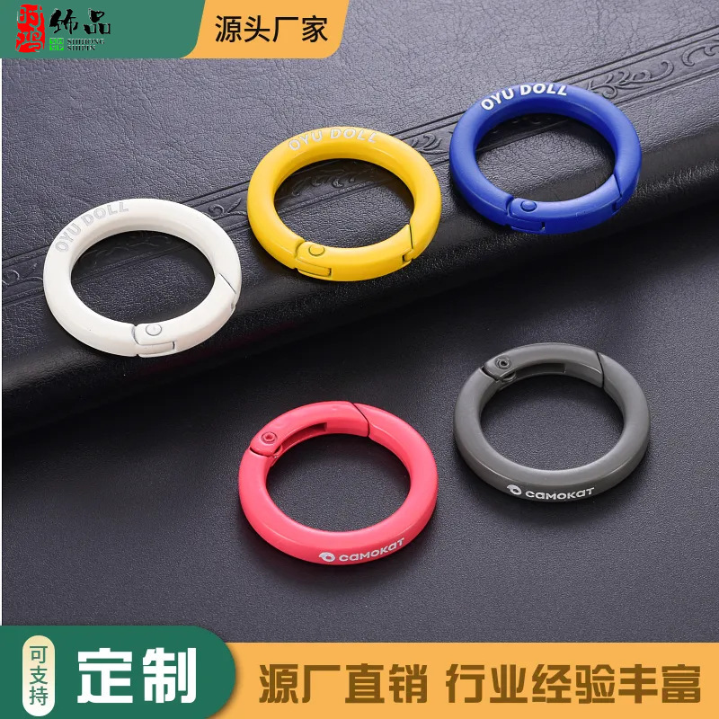 Zinc Alloy Spring Ring Keychain Square Wire Spring Clip Laser Engraved Logo Luggage Hardware Accessories Car Key