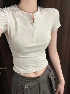 Quick-Drying Top Yoga Wear Tight-Fitting Women's Summer Fitness Wear Suit Sports Short 2025 New Short-Sleeved T-Shirt