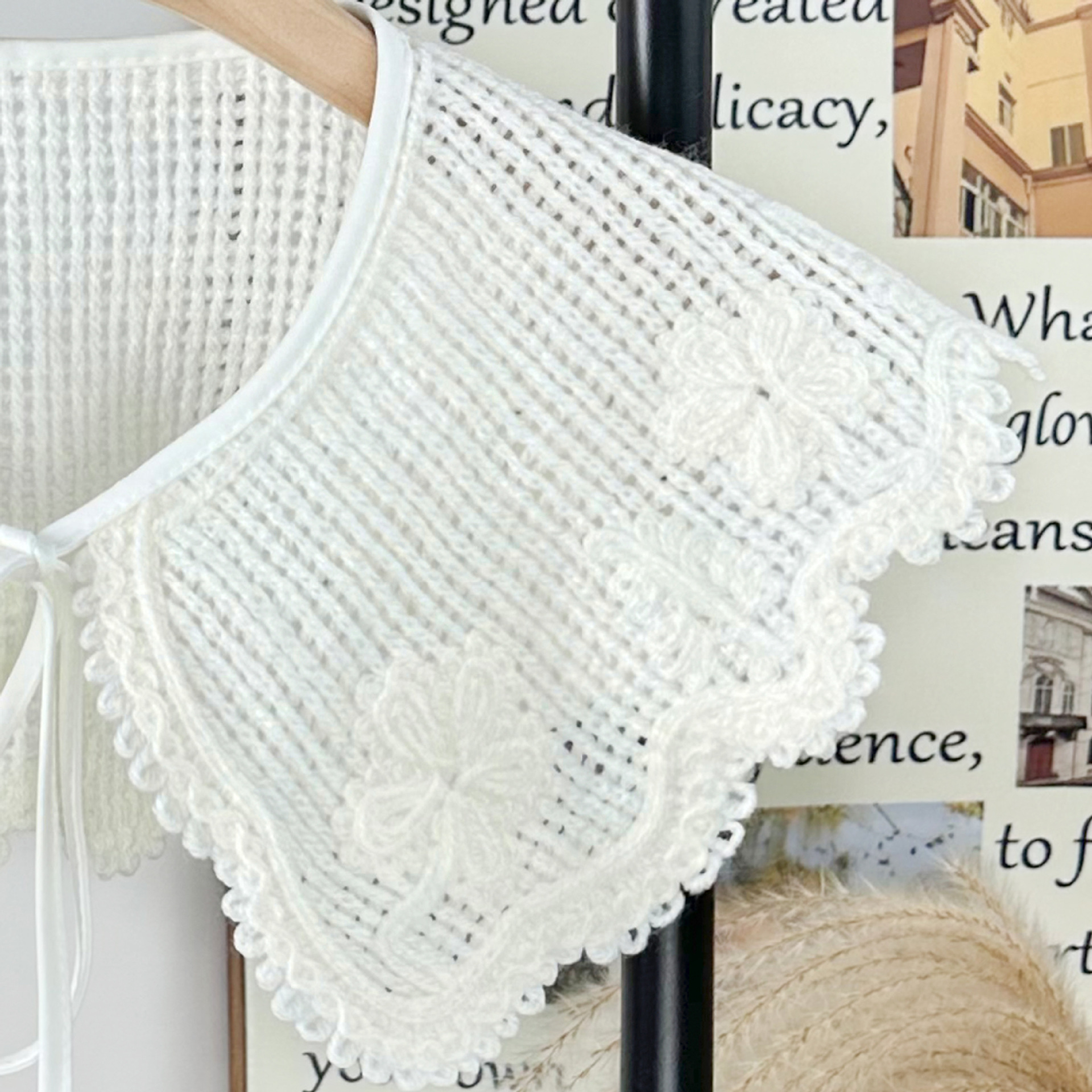 Hangzhou Wuhan al por mayor cuello de lana computadora bordado cuello de lana falso lazo hueco ropa de algodón encaje