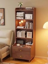 实木床头柜书架一体多层置物架卧室床边加高储物柜小型窄款收纳柜
