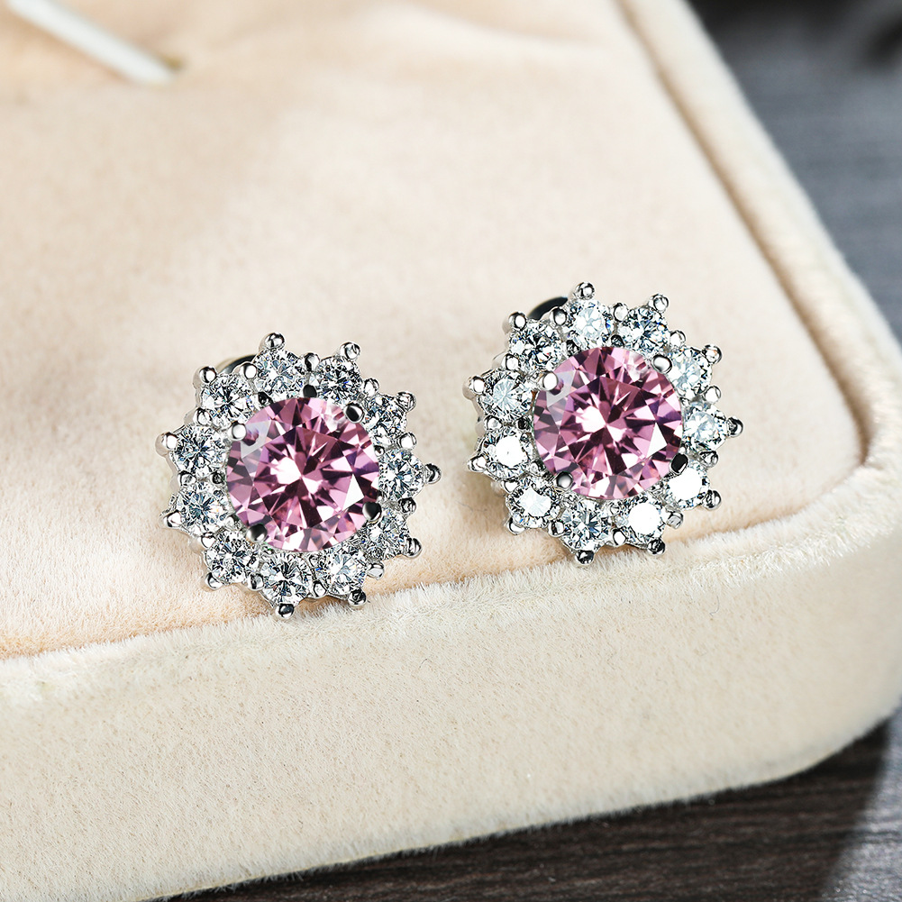 Fashion Snowflake Copper Inlay Artificial Gemstones Ear Studs 1 Pair