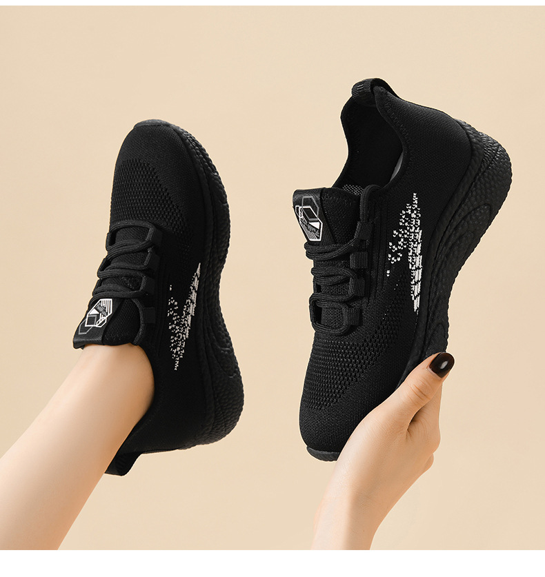 Giày sneaker nữ lưới thoáng khí chạy bộ nhẹ êm chống sốc mùa xuân hè 2025 — DH 98012 đen đỏ, DH 98021 đen trắng, LJ 69319 màu đen, JST 7036m đỏ chi tiết 12