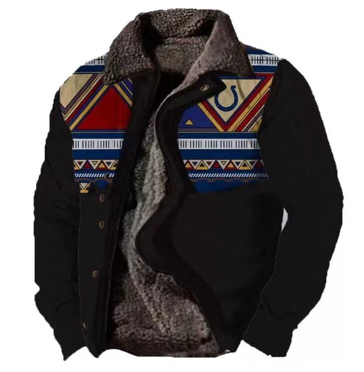 Cross-border en stock bolsillo de costura lateral engrosada casual cremallera suelta Lobo marrón Chaqueta de algodón de manga larga para hombres jóvenes