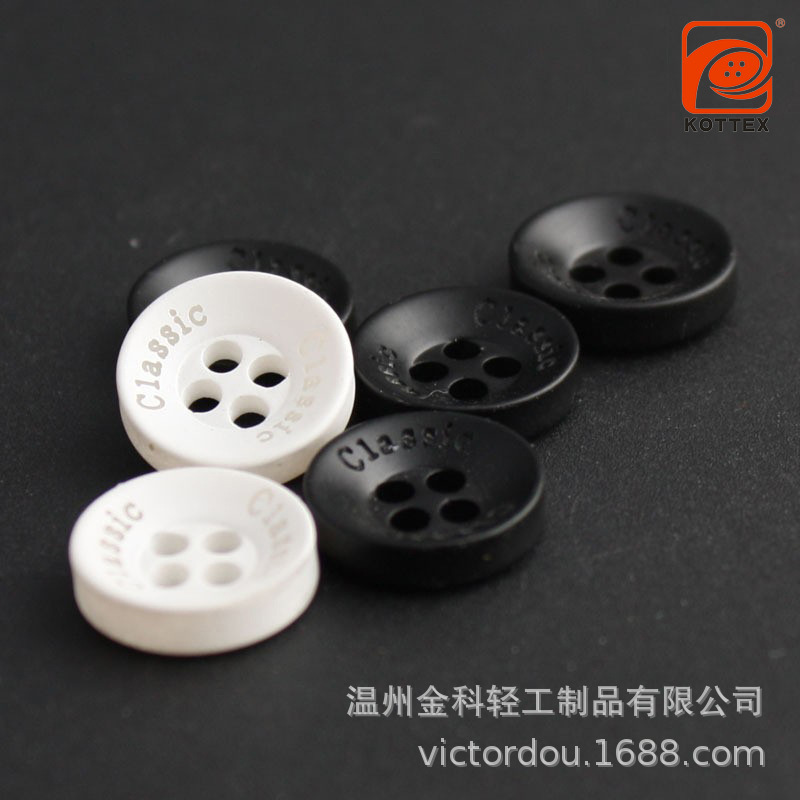 KOTTEX Men and Women Four Eyes Shirt Cuff Collar English Letter Small Button Button Shirt White Black Button