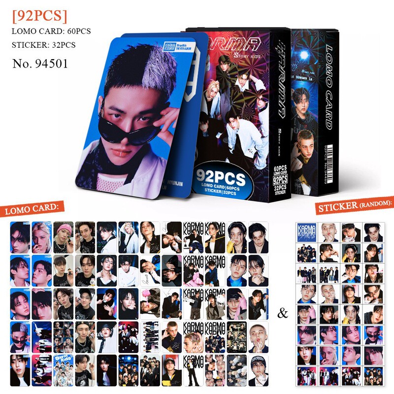外贸专供新款92张SRAY KIDS新专KARMA卡片KPOP明星周边LOMO小卡|undefined