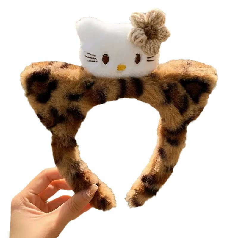Hello Kitty, мультяшный плюшевый ободок для лица, аксессуар для волос, новая коллекция