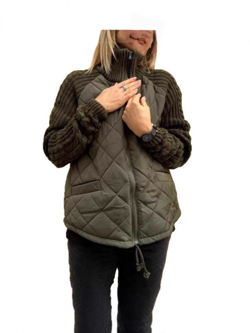 Transfronterizo 2025 otoño y invierno nueva moda europea y americana cardigan con cremallera de manga larga de cuello vertical chaqueta de algodón de mujer ropa de algodón de mujer image 6